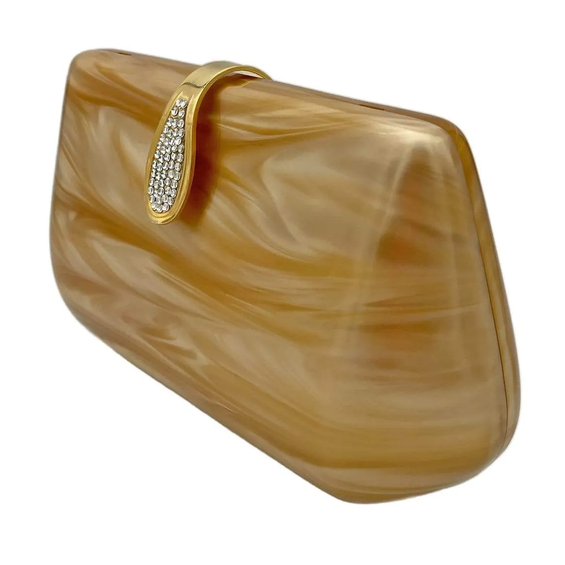 STEPHANIE Hard Shell Clasp Evening Bag - Gold