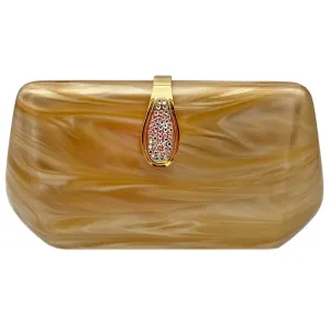 STEPHANIE Hard Shell Clasp Evening Bag - Gold