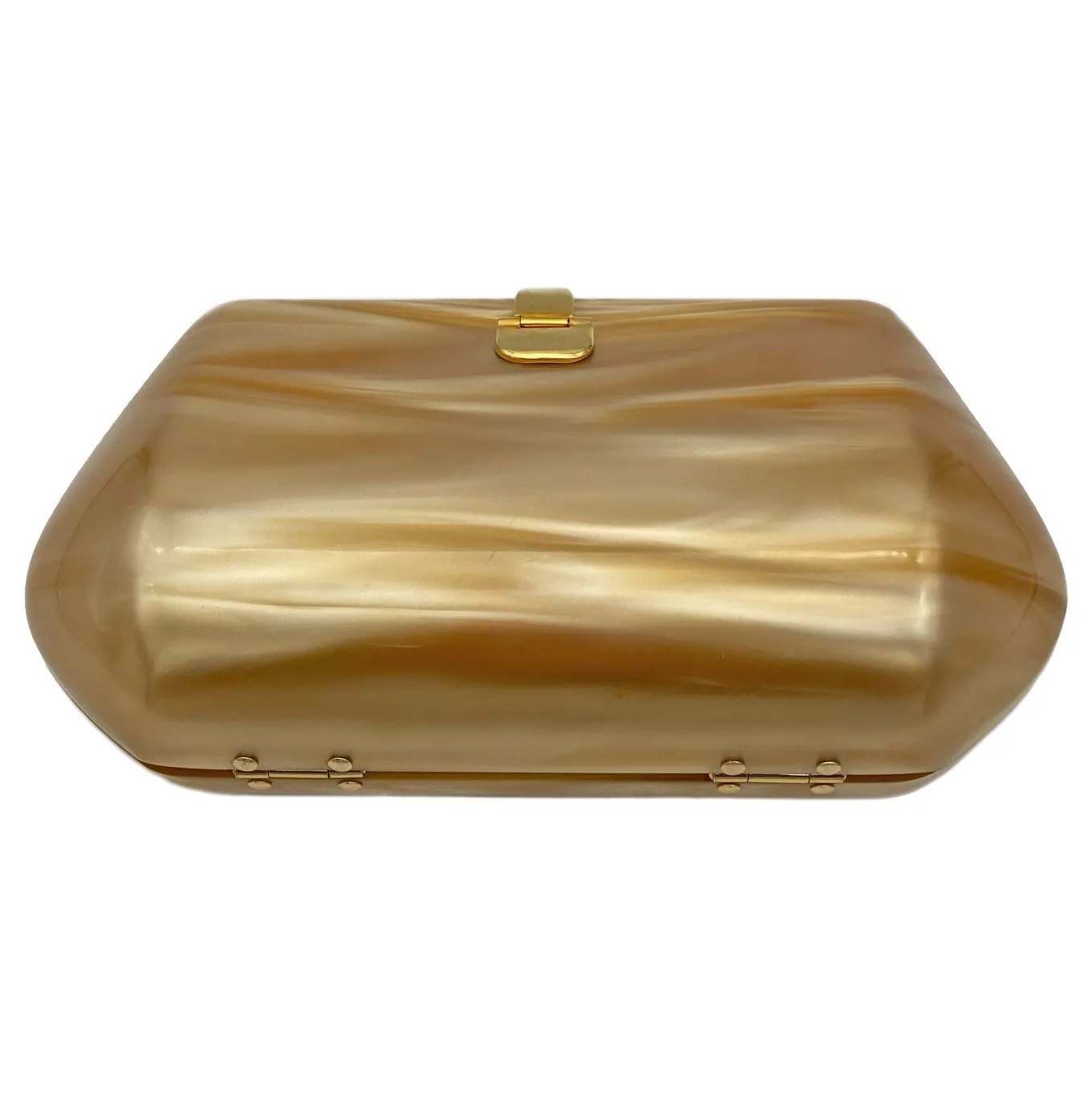 STEPHANIE Hard Shell Clasp Evening Bag - Gold