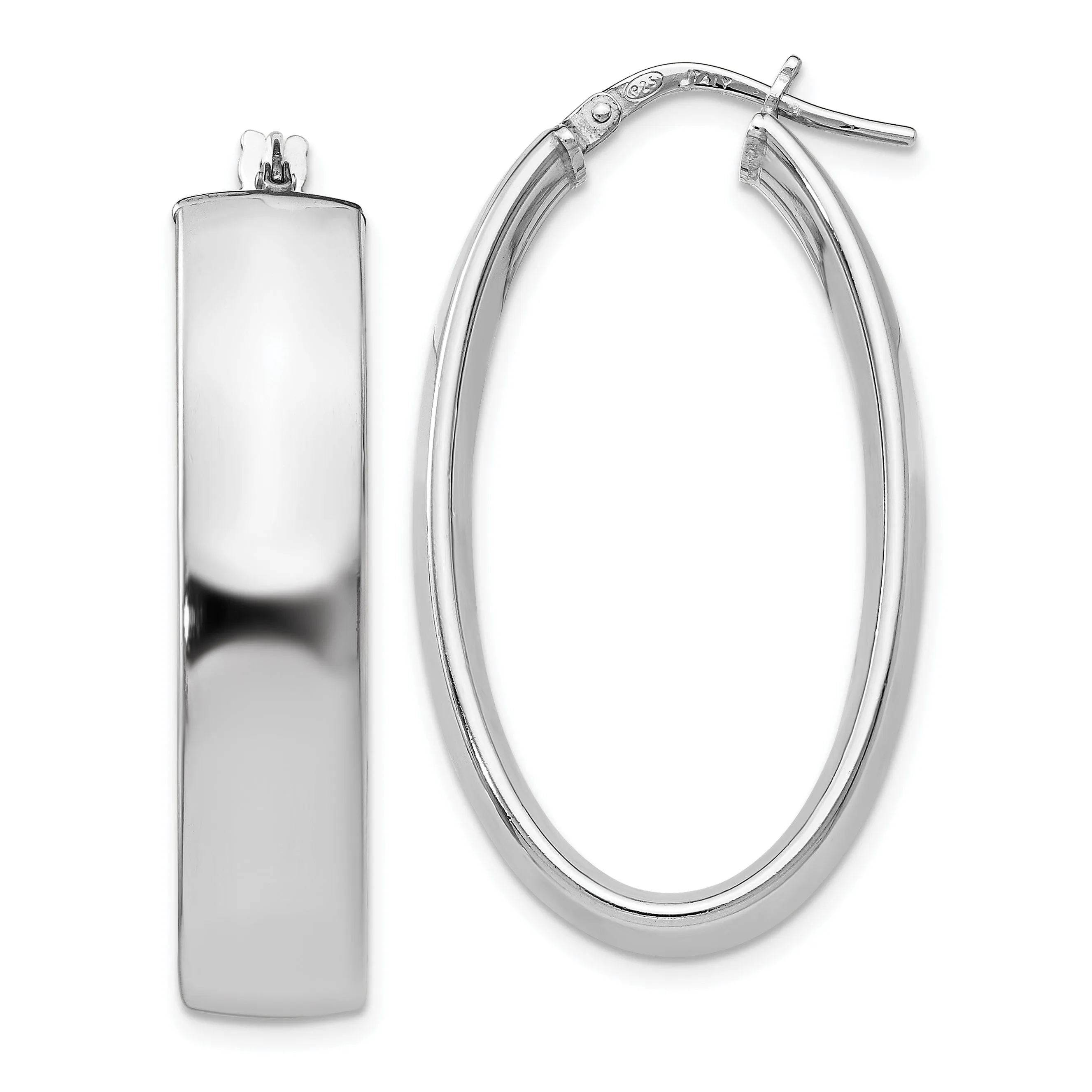 Sterling Silver Oval Hinged Hoop Earrings