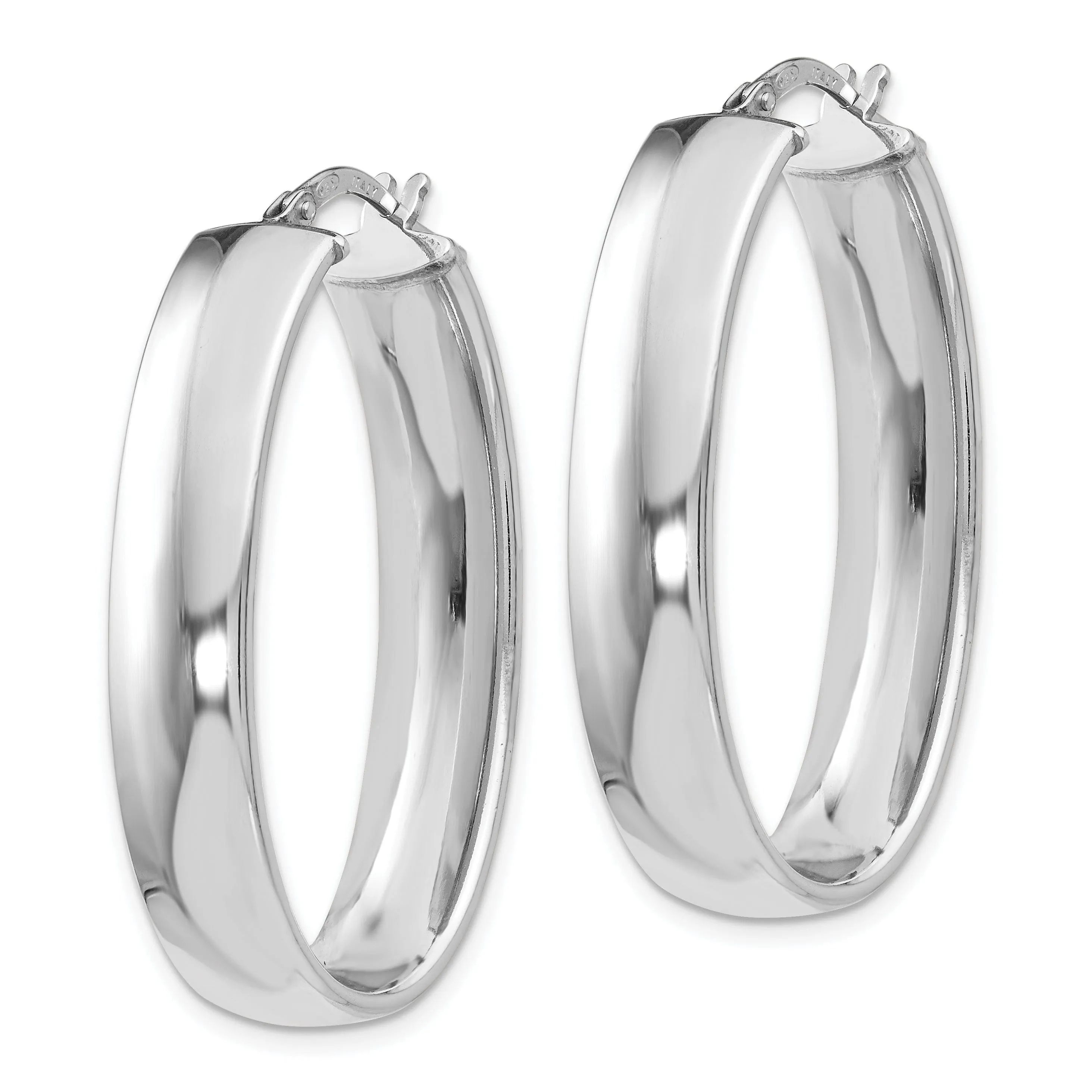 Sterling Silver Oval Hinged Hoop Earrings