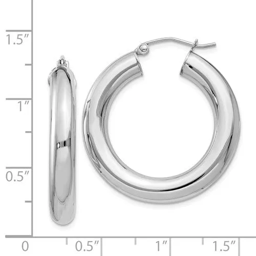 Sterling Silver Polished Tube Hoop Earrings 30mm