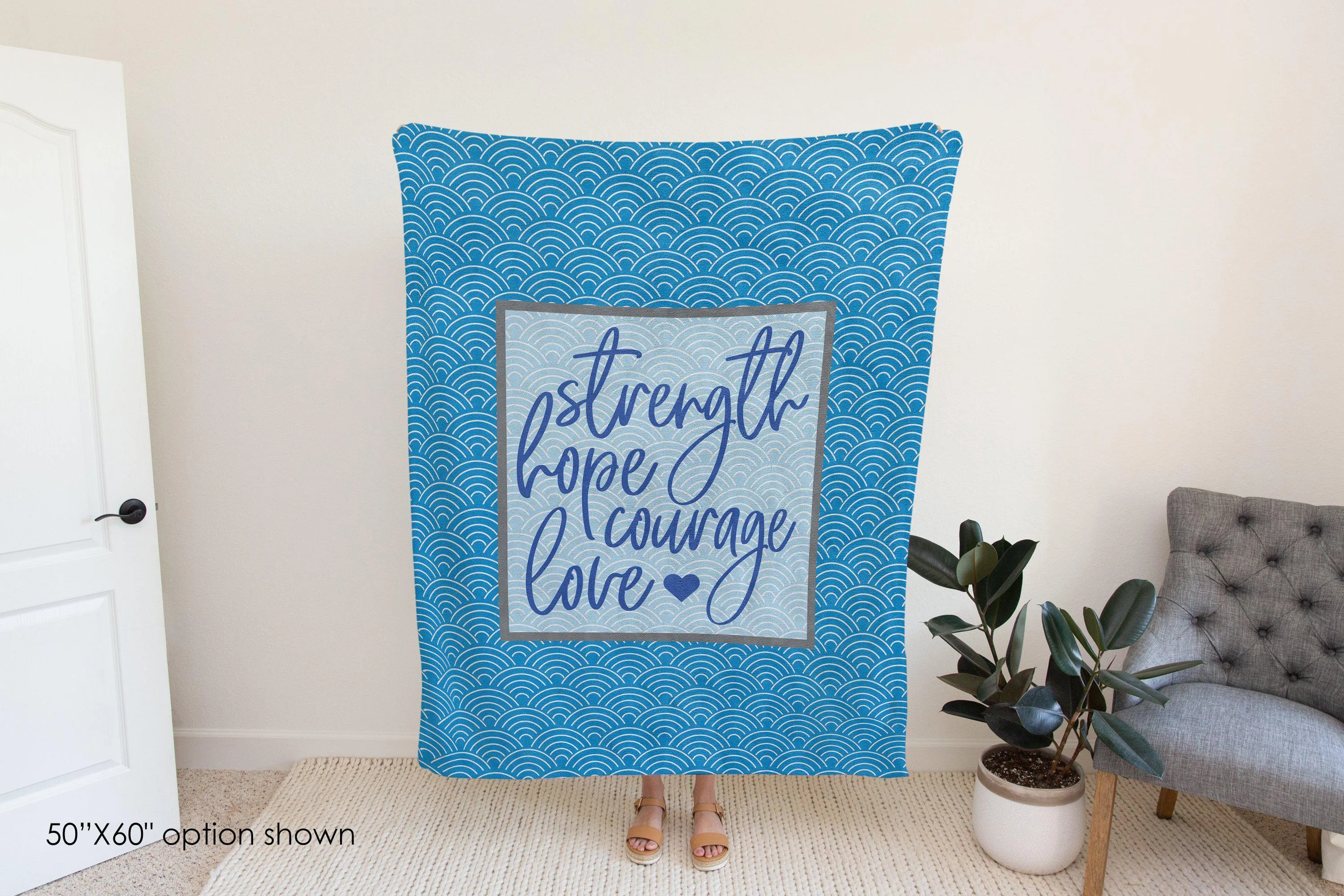 Strength Hope Courage Love Inspirational Blanket