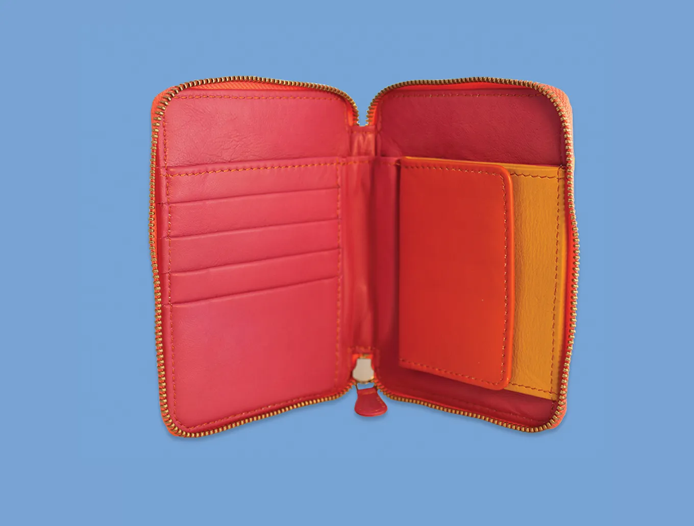 Striped Leather Passport Wallet