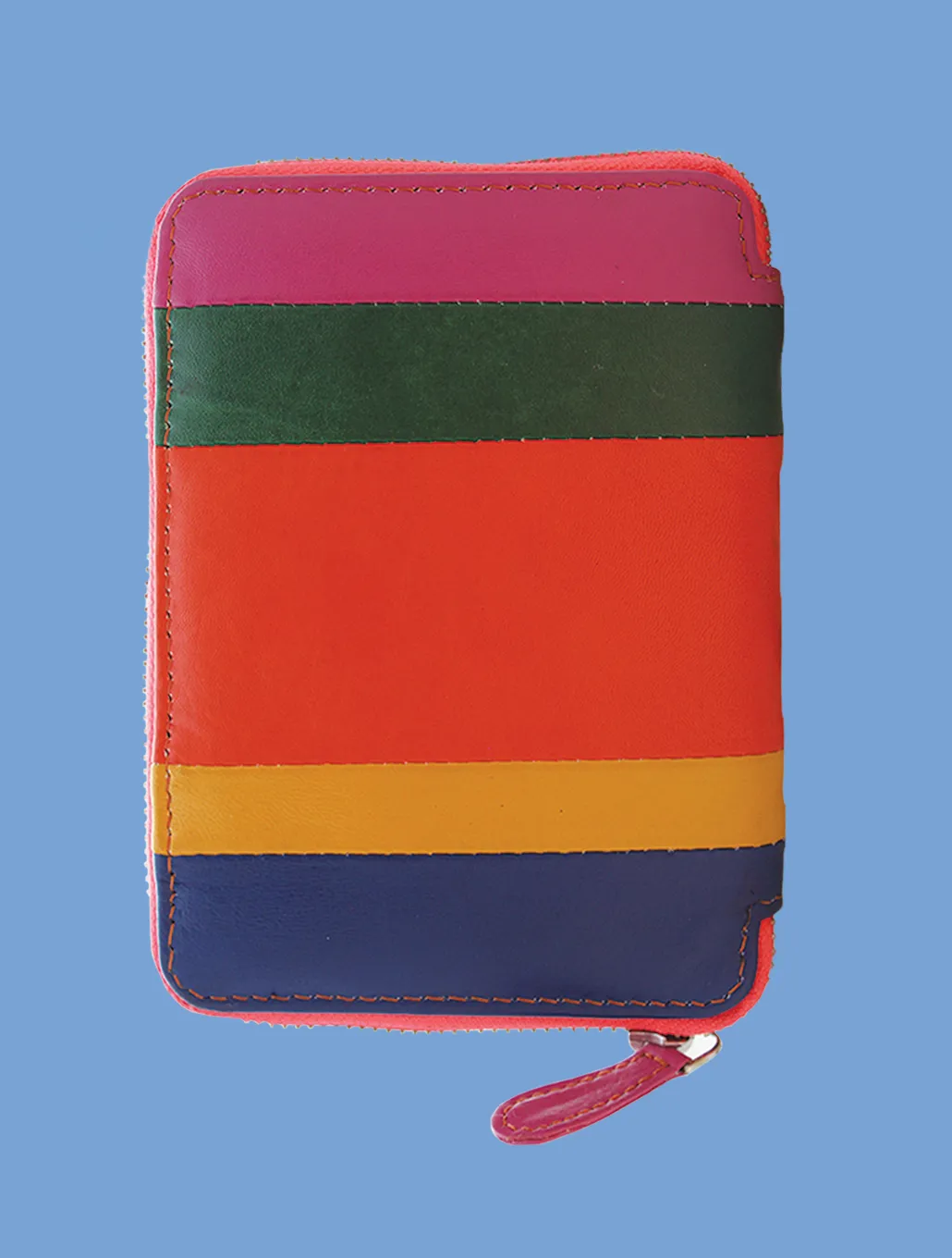Striped Leather Passport Wallet