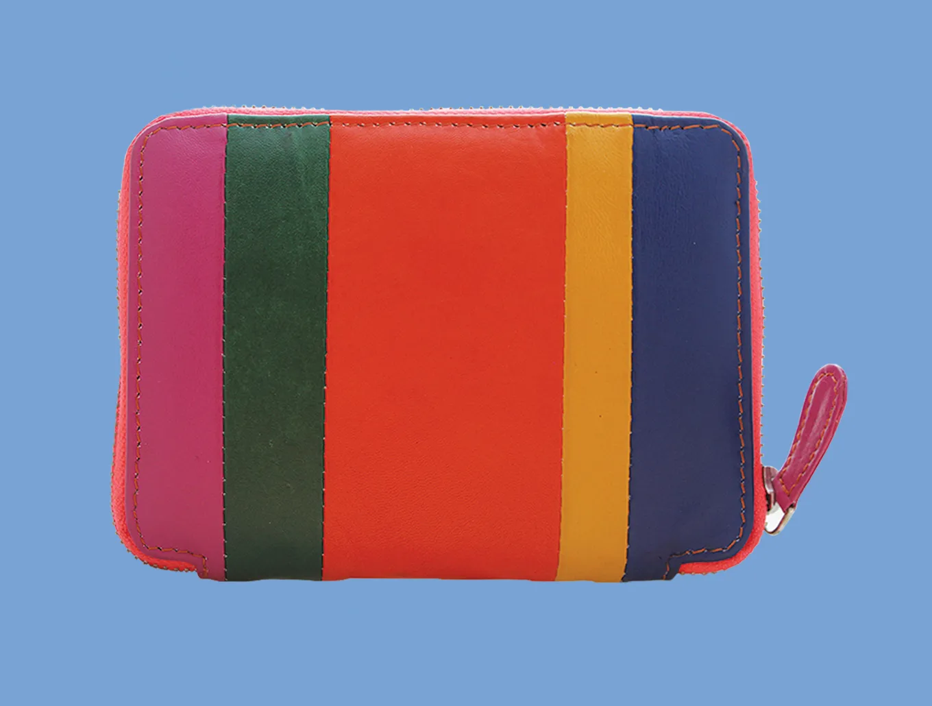 Striped Leather Passport Wallet