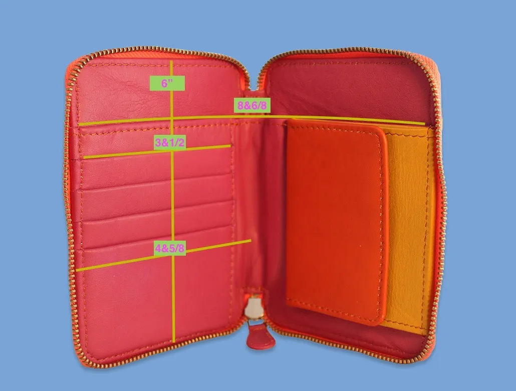 Striped Leather Passport Wallet