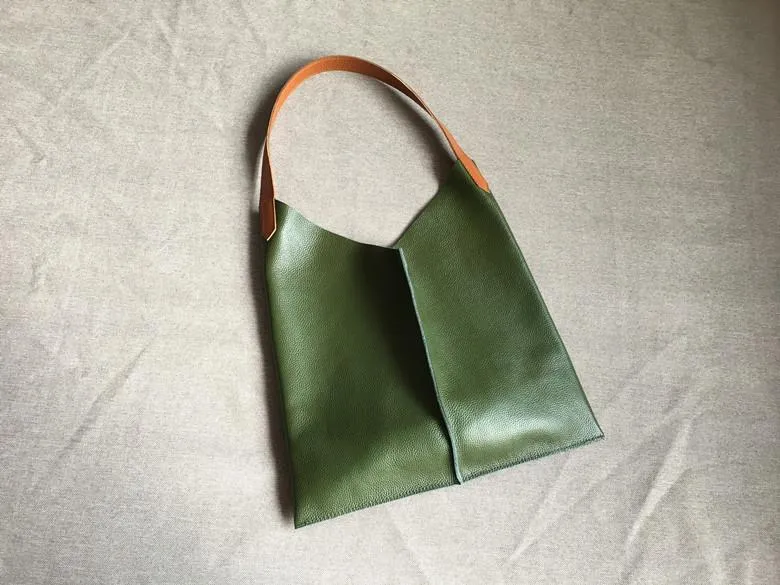 Stylish Unique Womens White Leather Tote Bag Purse Black Shoulder Bag Handbag Green Tote Purse For Women