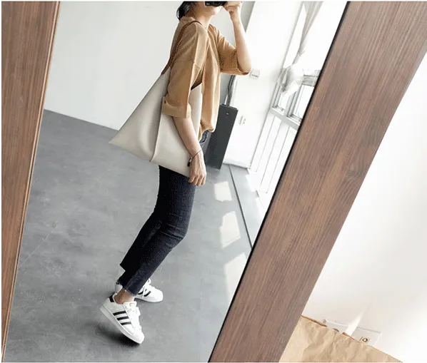 Stylish Unique Womens White Leather Tote Bag Purse Black Shoulder Bag Handbag Green Tote Purse For Women