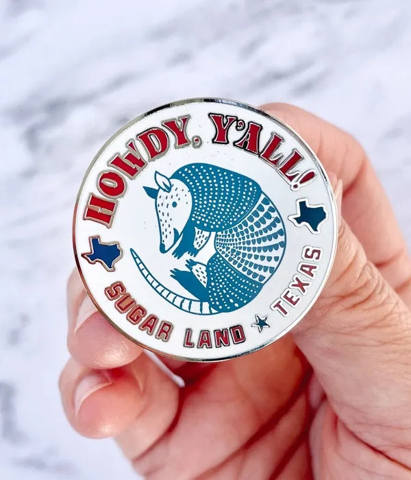 Sugar Land Armadillo Lapel Pin