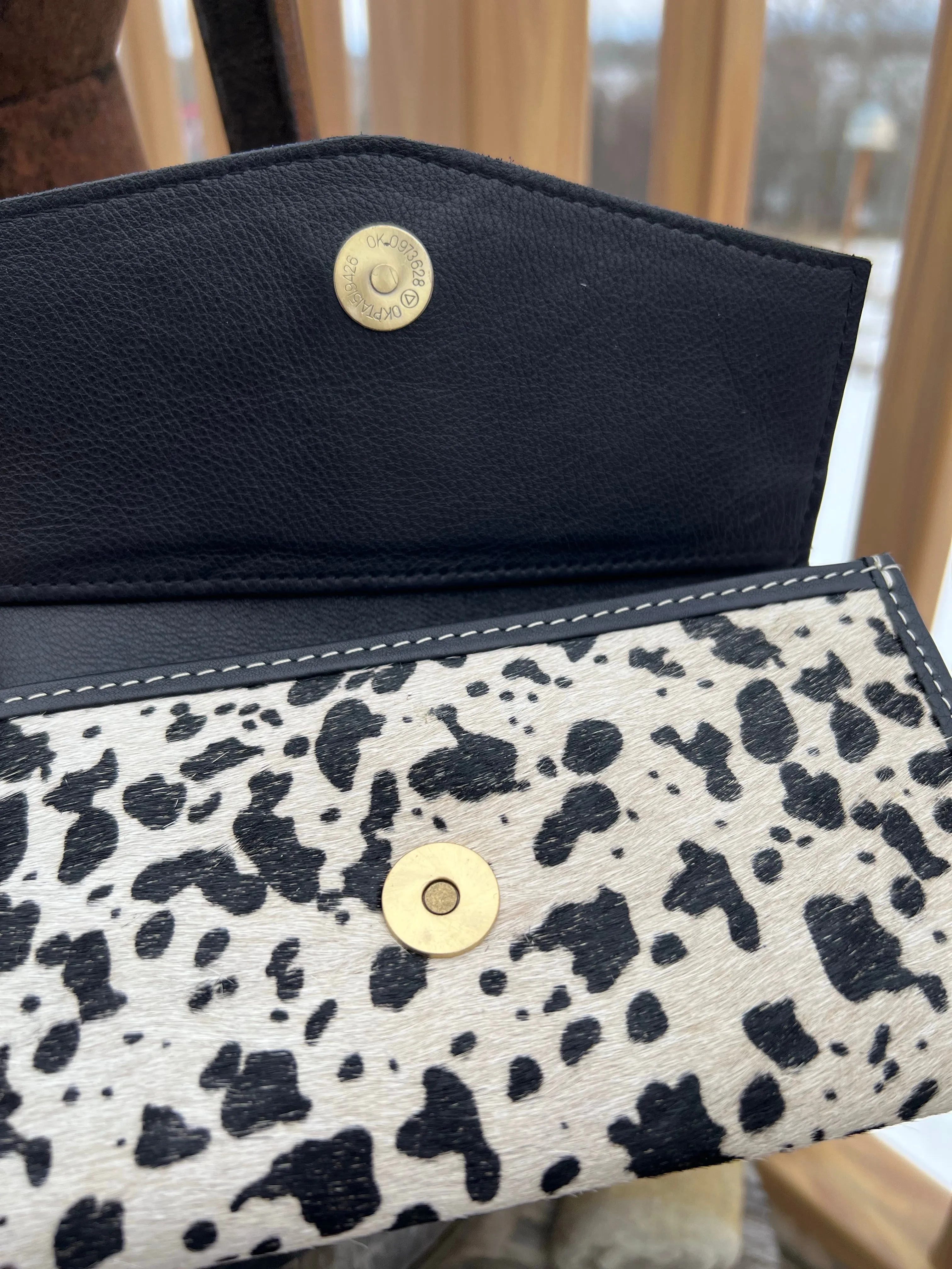 Sunflower Handcrafted Tooled leather & dalmation genuine cowhide womens wallet