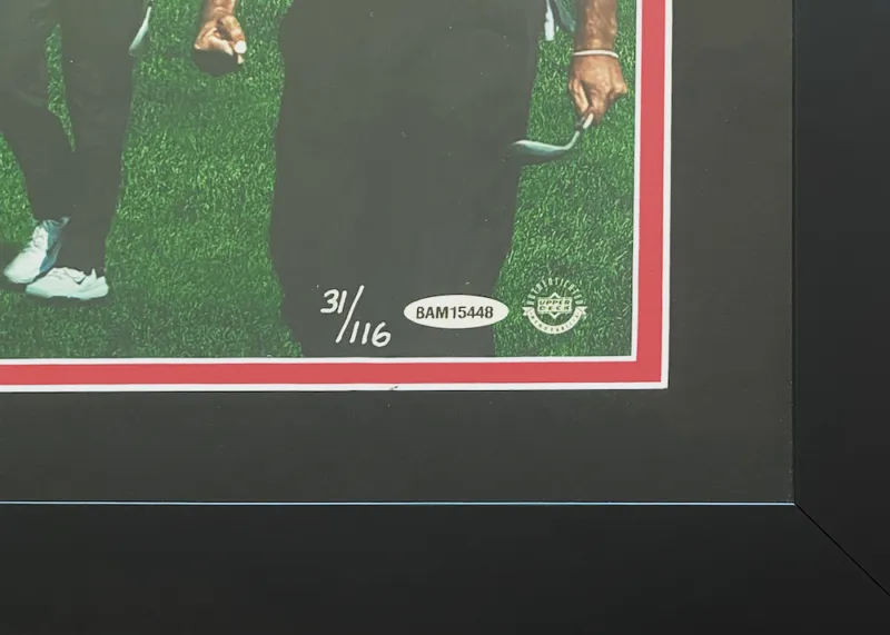 Tiger Woods Autographed "Chip at 16" Framed 41" x 20" Photograph UDA LE 116