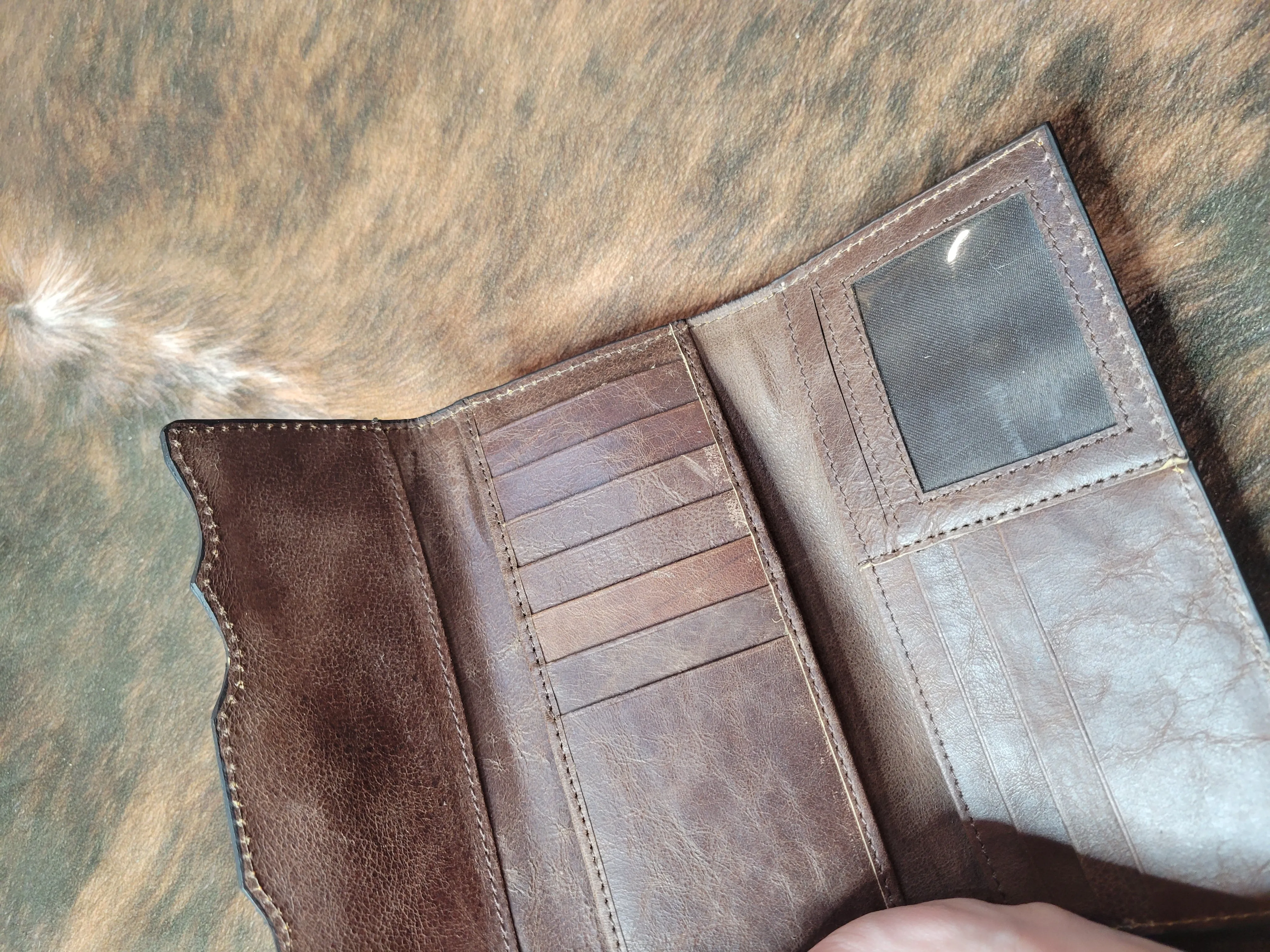 Tooled Leather/ Hair on Hide Wallet