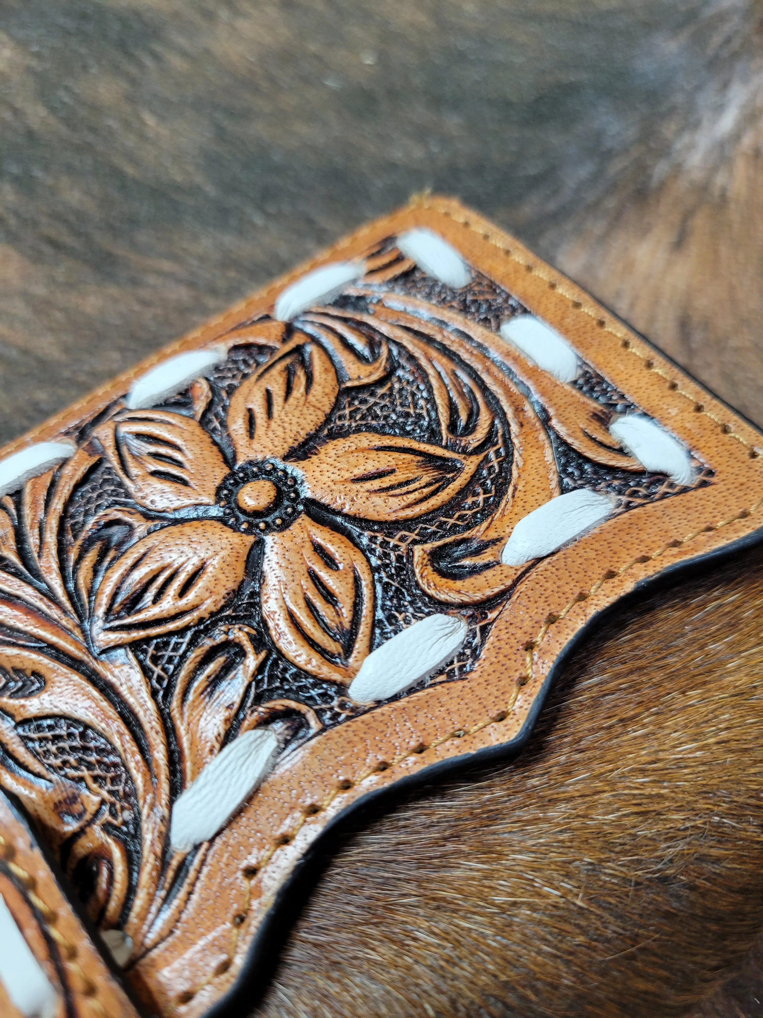 Tooled Leather/ Hair on Hide Wallet