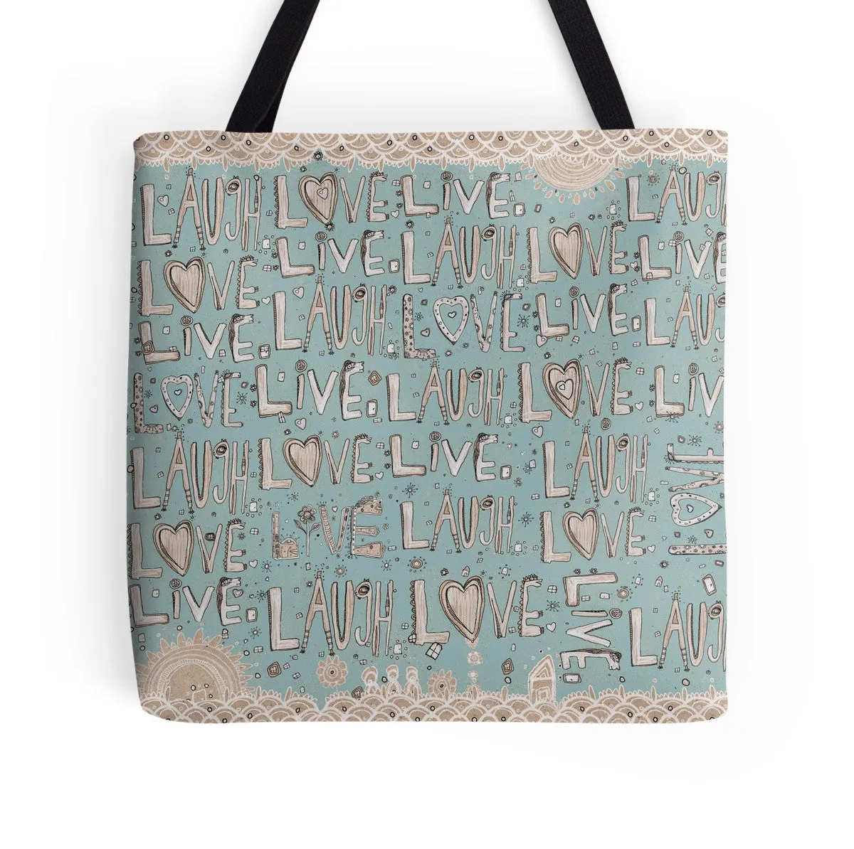 Tote Bag 'Laugh Love Live' blue