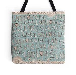 Tote Bag 'Laugh Love Live' blue