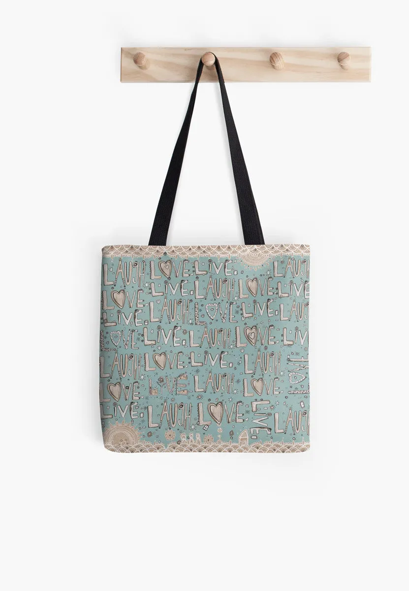 Tote Bag 'Laugh Love Live' blue