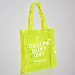 TRENDING BABES Neon Yellow Vinyl Tote Bag
