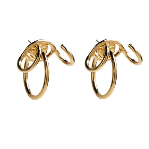 Triple Hoop Ear Jacket in Gold