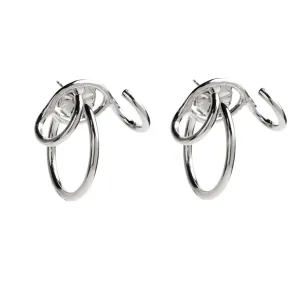Triple Hoop Ear Jacket in Rhodium