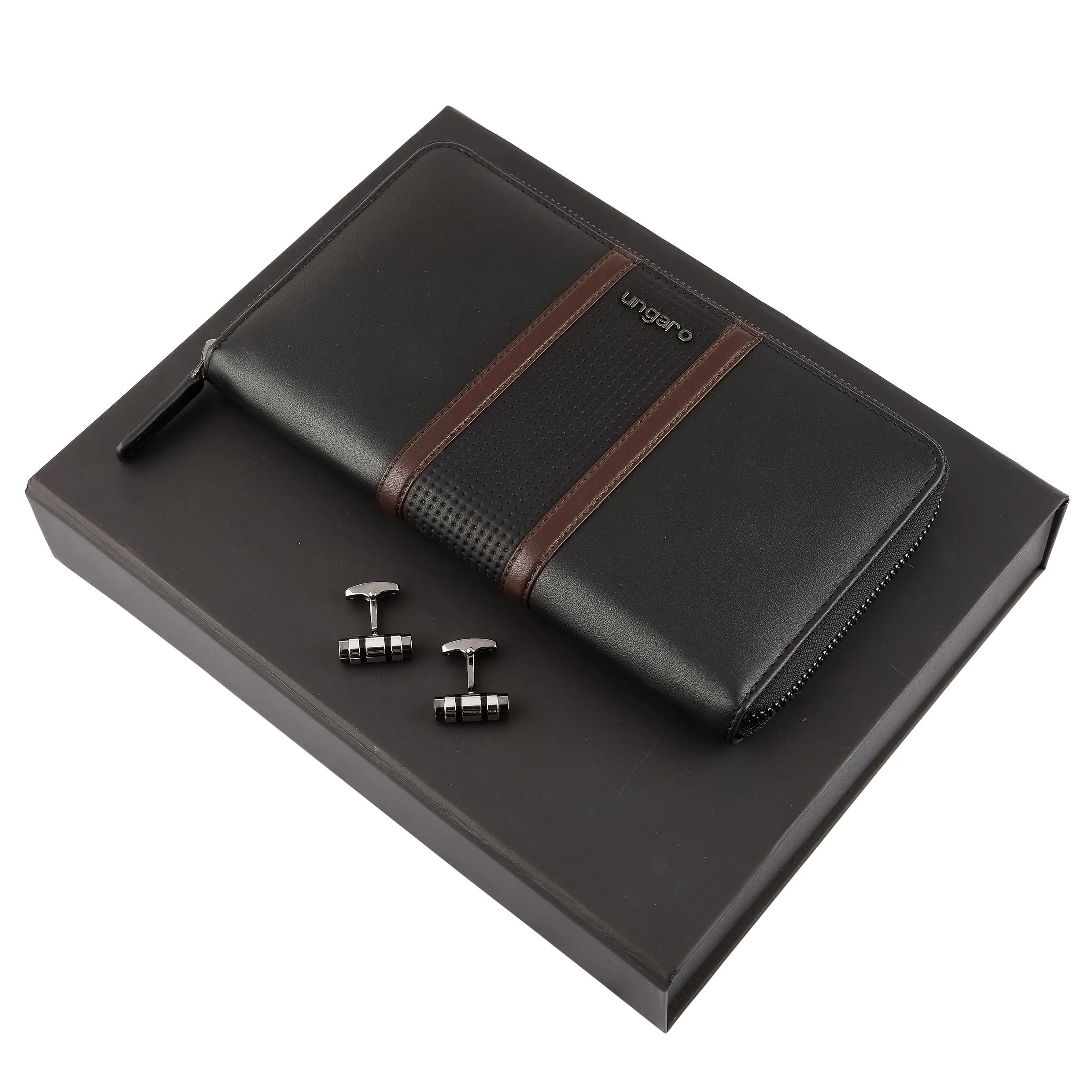 Ungaro UPLM029A-Set Taddeo Black (travel purse & cufflinks)
