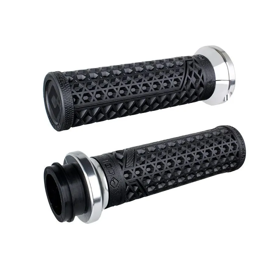Vans Lock-On V-Twin Grips For Harley - Throttle By Wire - Black/Silver