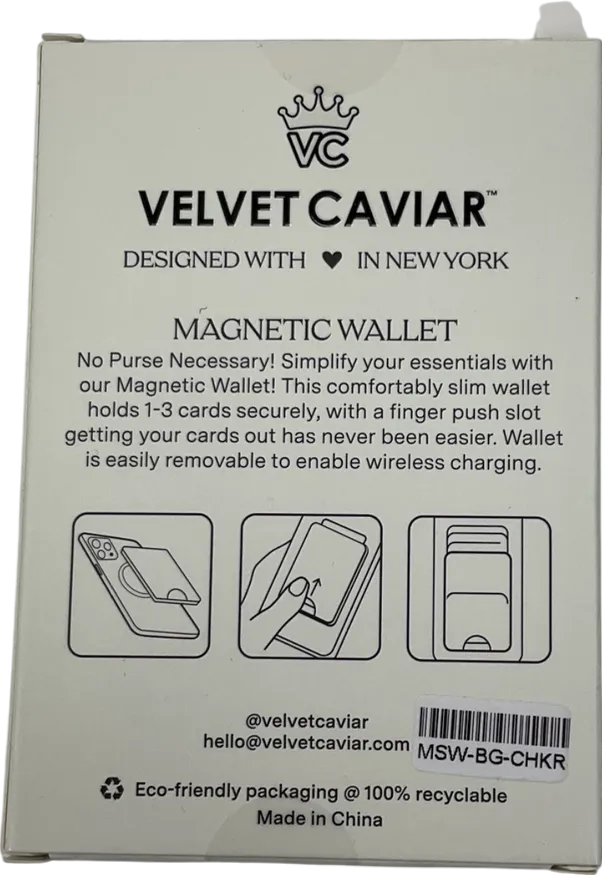 Velvet Caviar Red Burgundy Vibe Checkered Magnetic Wallet One Size