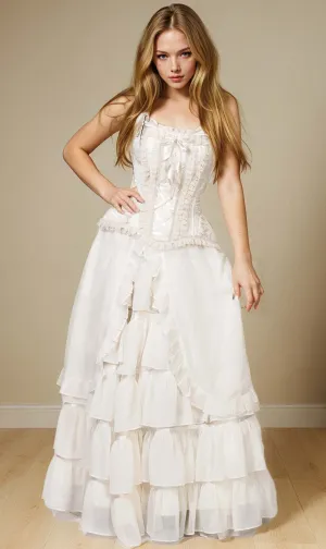 VG-19335 - Custom Made Ivory Long Victorian Inspired Skirt