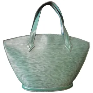 Vintage Louis Vuitton green epi tote bag in V shaped triangle. Perfect vintage LV purse for daily use. Spring