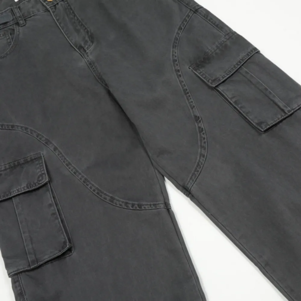 Vintage Multi-Pocket Solid Cargo Pants