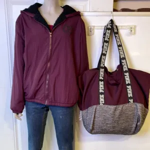 VS PINK Sherpa jacket &amp; large bag