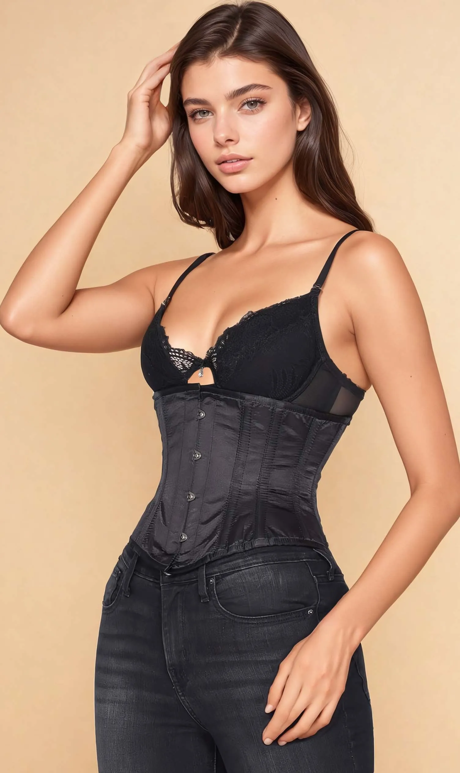 Waist Trainer Black Satin Waspie Corset