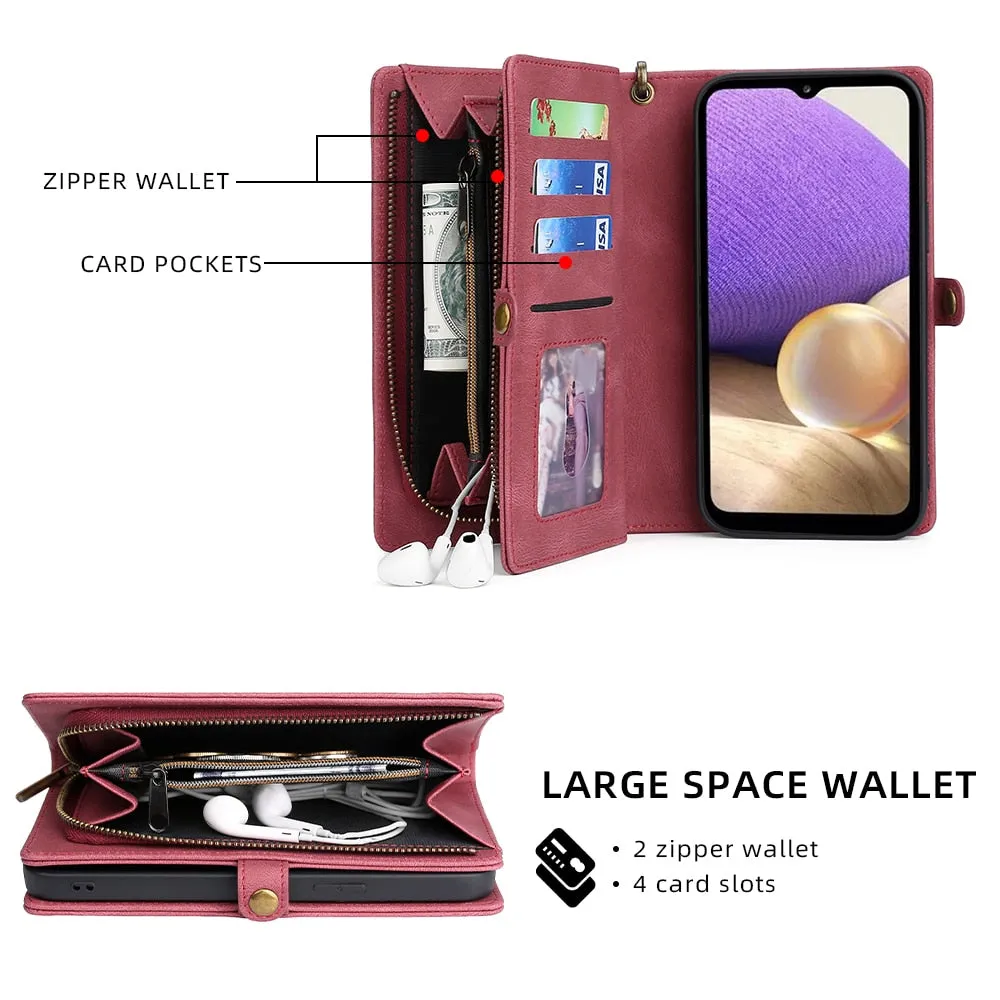 Wallet PU Phone Case For Samsung Galaxy S8 S9 S10 S21 S22 S21FE A10 A12 A20 A30 A31 A32 A41 A42 A50 A52 A70 A72