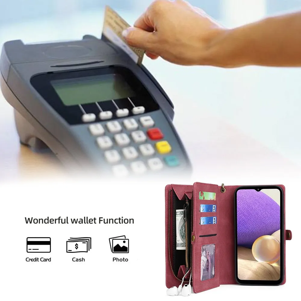 Wallet PU Phone Case For Samsung Galaxy S8 S9 S10 S21 S22 S21FE A10 A12 A20 A30 A31 A32 A41 A42 A50 A52 A70 A72