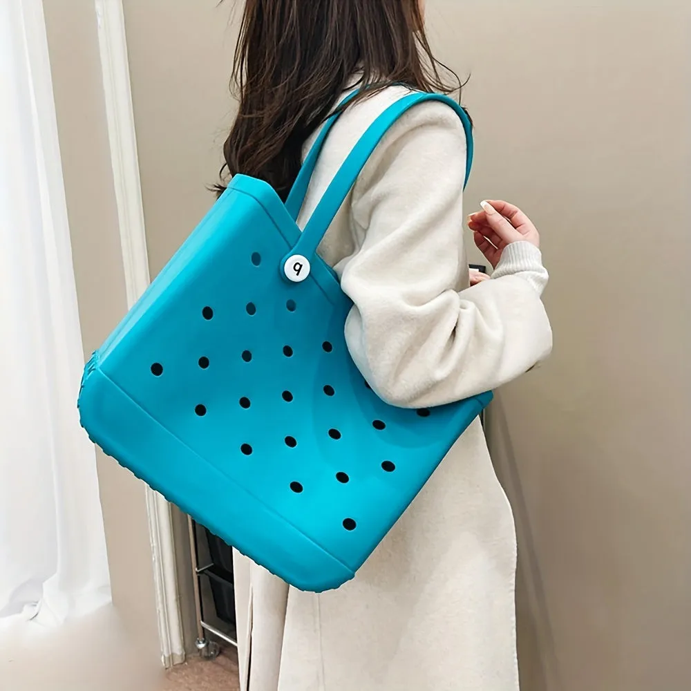 Waterproof EVA Beach Bag, Portable Handbag For Outdoor Sports, Trendy Rubber Travel Boat Swimming Tote Bag