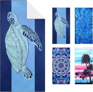 WELTRXE Microfiber Beach Towel Quick Dry, Extra Large 75" x 35" Sand Free Beach Towel Adults Kids Oversized Thin Lightweight Pool Towels for Swim, Travel, Camping, Picnic, Yoga, Sports, Sea Turtle