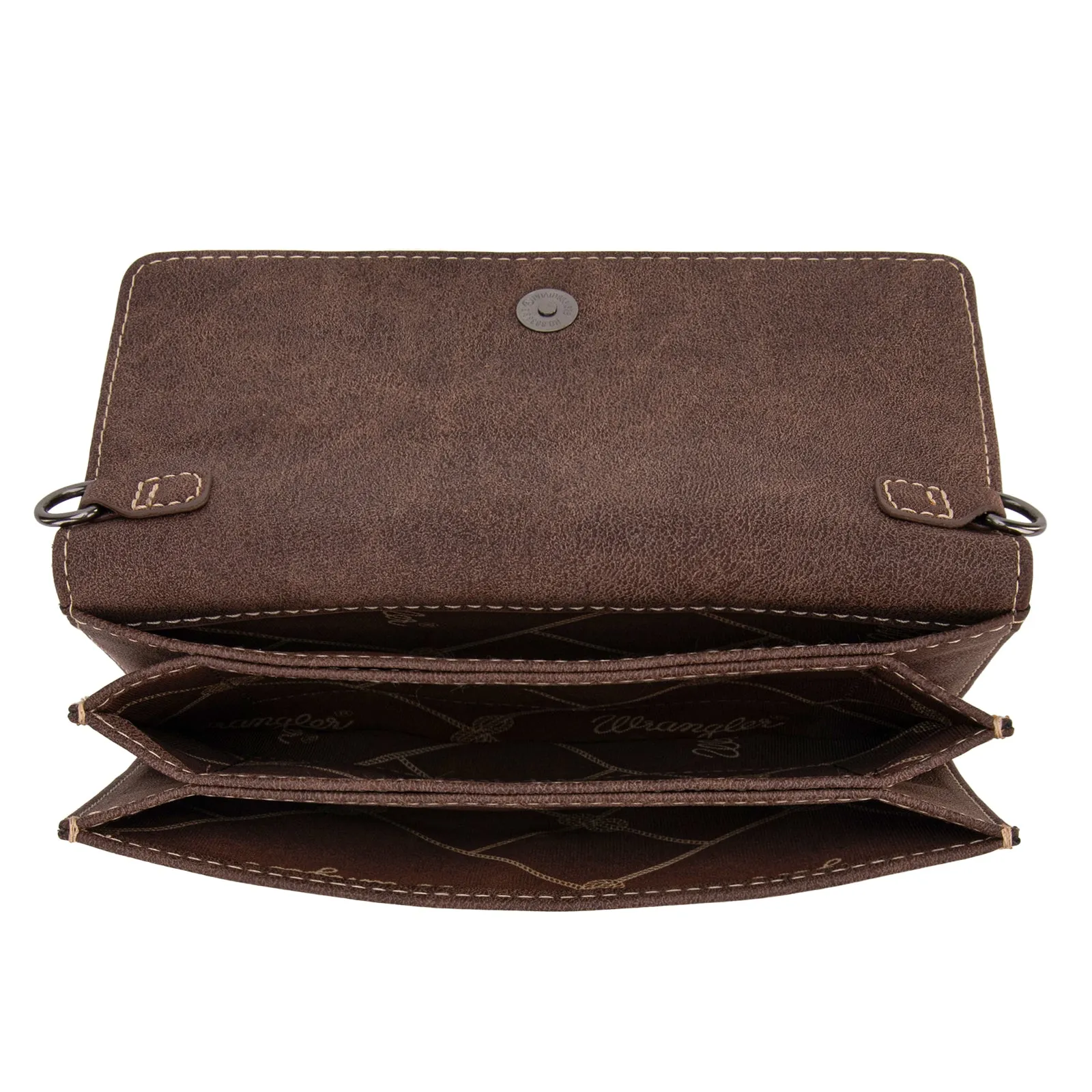 WG169-W030  Wrangler Genuine Hair-On Cowhide Wallet/Crossbody  -Coffee