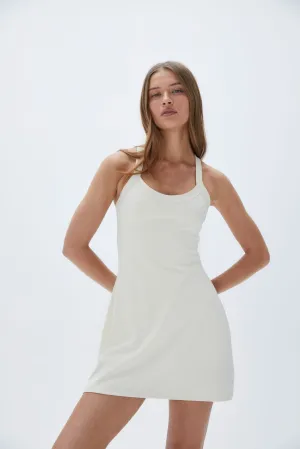 Wide Binding Racer Dress - Marshmallow White