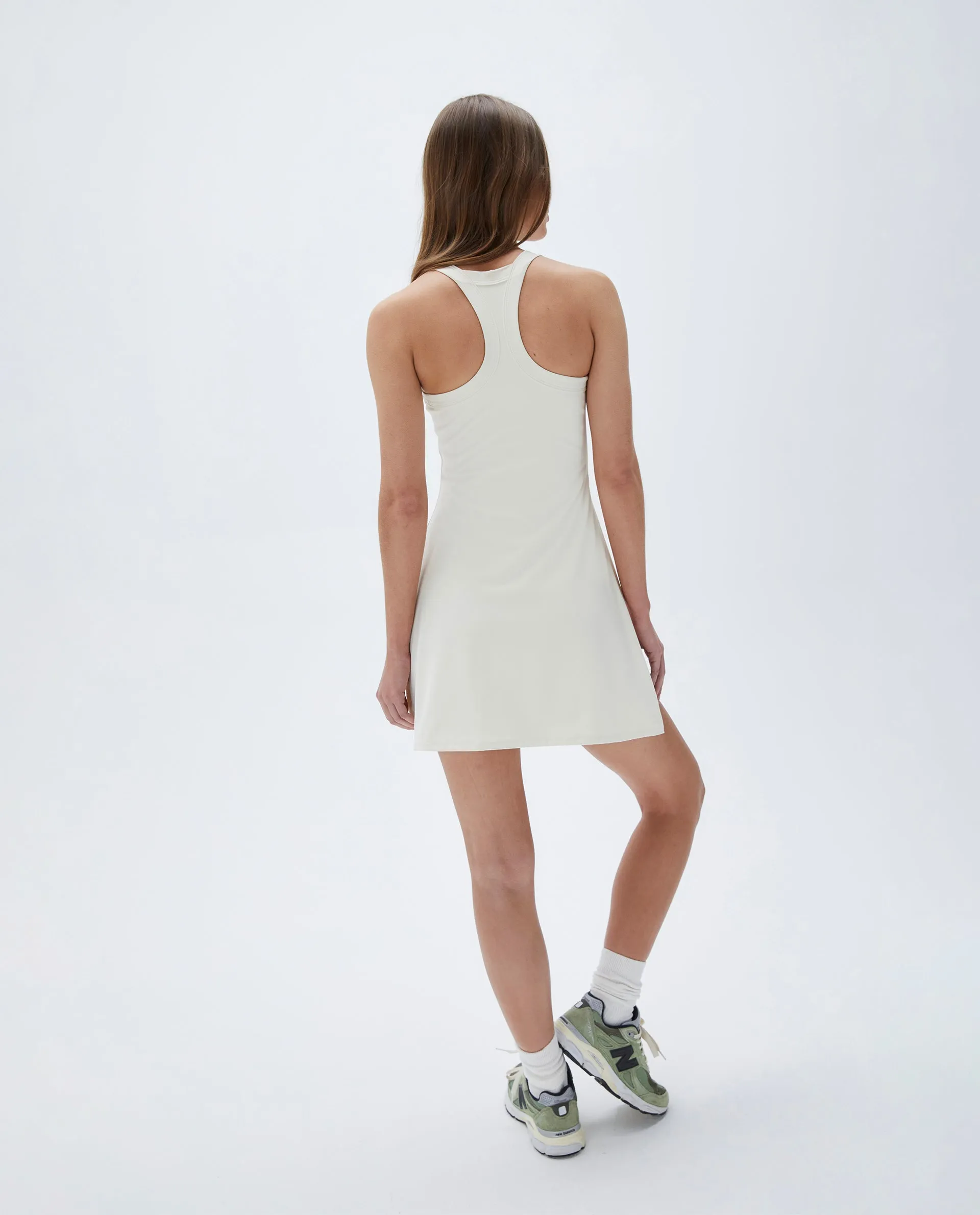 Wide Binding Racer Dress - Marshmallow White