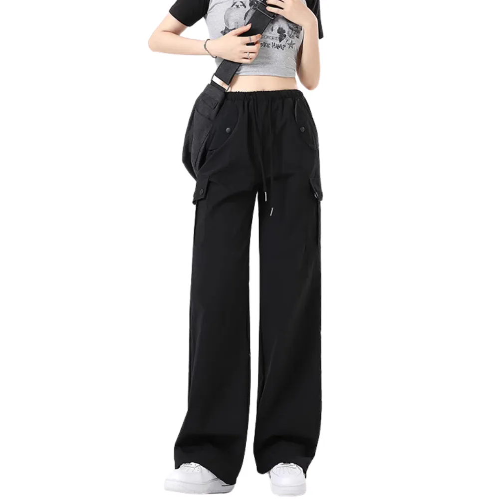 Women's American Spice Girl Solid Color Slim Cargo Pants
