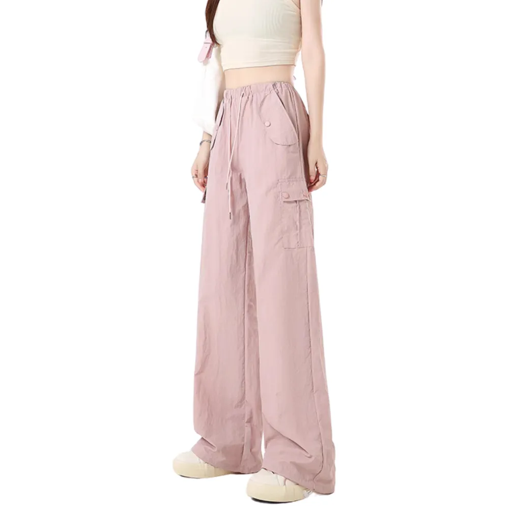 Women's American Spice Girl Solid Color Slim Cargo Pants