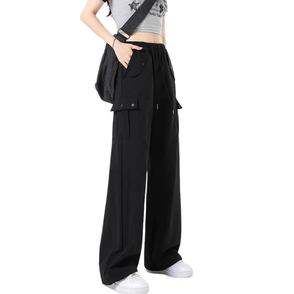 Women's American Spice Girl Solid Color Slim Cargo Pants