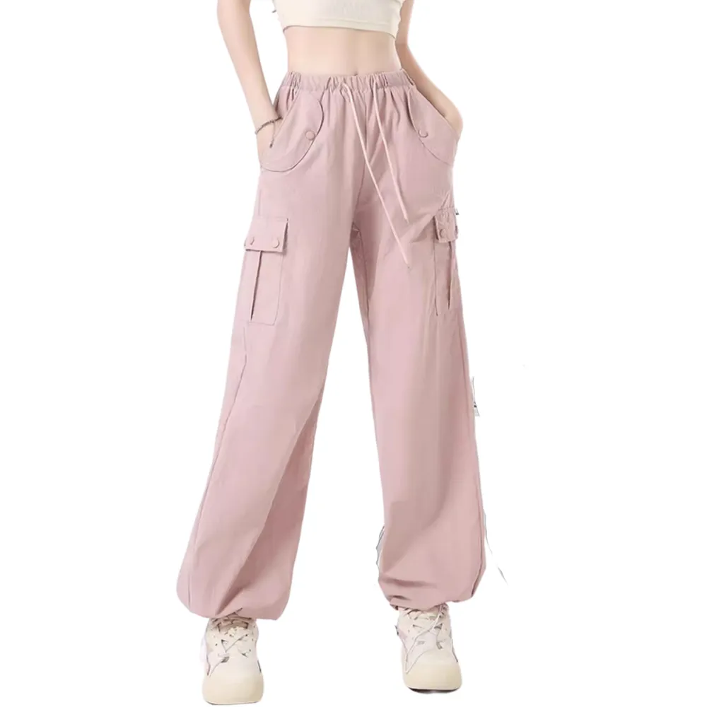 Women's American Spice Girl Solid Color Slim Cargo Pants