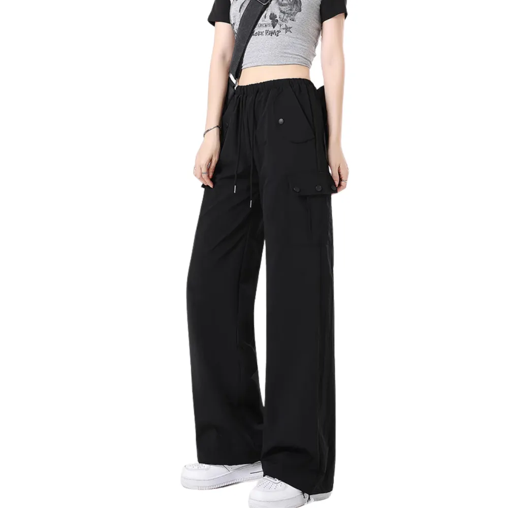 Women's American Spice Girl Solid Color Slim Cargo Pants