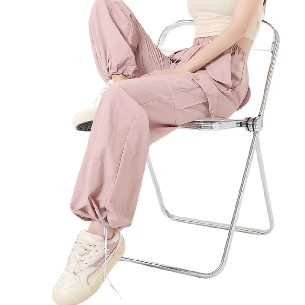 Women's American Spice Girl Solid Color Slim Cargo Pants