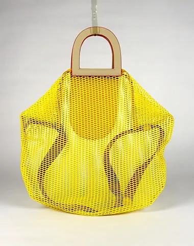 Womens Blue Net Polyester Leather Tote Handbag Purse Polyester Tote Shoulder Bag Purse for Ladies
