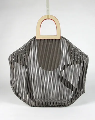 Womens Blue Net Polyester Leather Tote Handbag Purse Polyester Tote Shoulder Bag Purse for Ladies