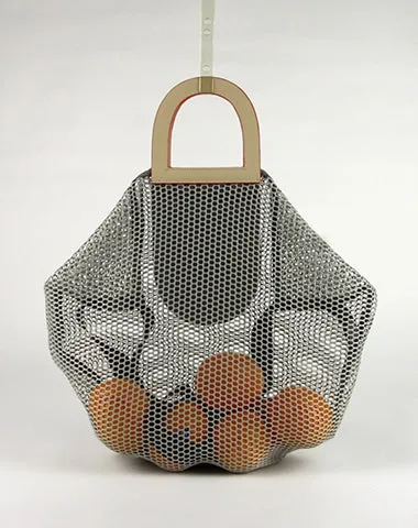 Womens Blue Net Polyester Leather Tote Handbag Purse Polyester Tote Shoulder Bag Purse for Ladies
