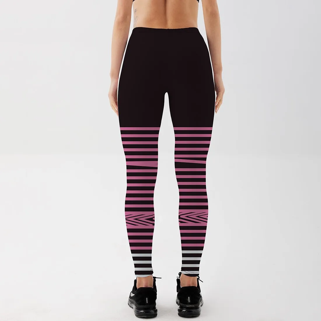 Women's Leggings Pink Stripe Printed Fitness Workout Pants Plus size