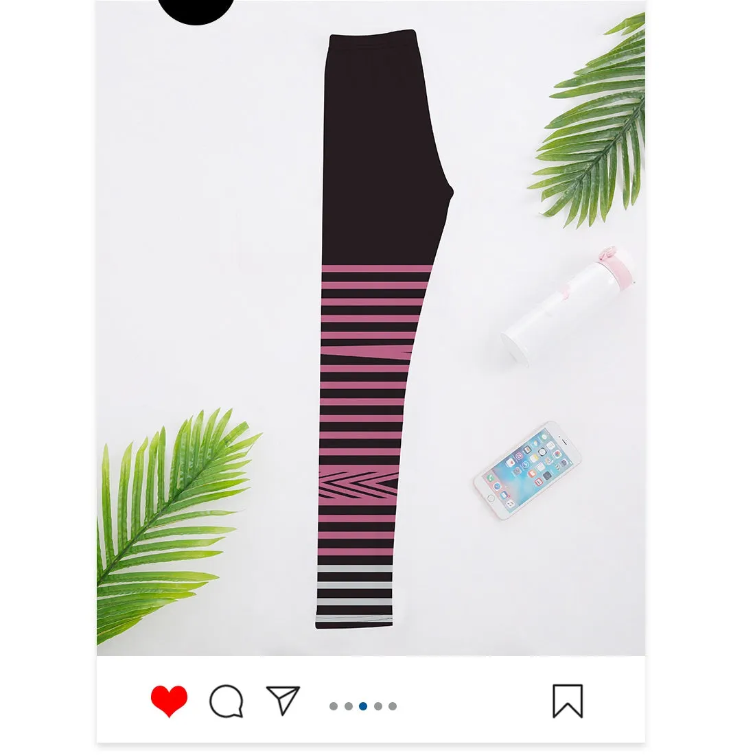 Women's Leggings Pink Stripe Printed Fitness Workout Pants Plus size
